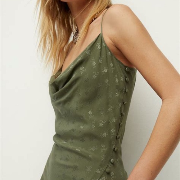 Chapel Silk Jacquard Dress in Bright Army - Picture 2 of 9